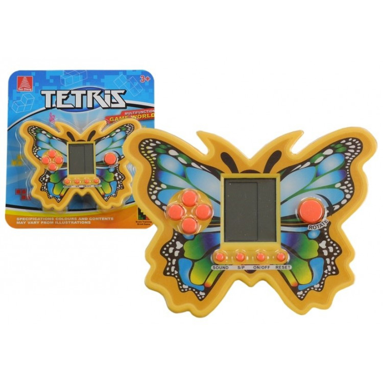 Elektronická hra Tetris v tvare motýľa - žltá